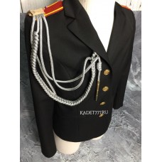 Аксельбант офицерский для кадет серебряного цвета с одним наконечником
