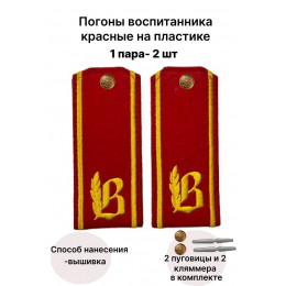 Погоны для воспитанника красные на пластике 